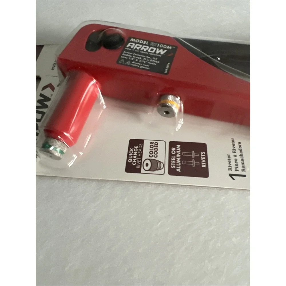 Arrow One-Handed Swivel Riveter Tool RT100M Molded Grip 100% Steel Red E25‎